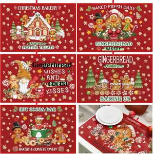 lot 9810 image: Meanplan Set of 6 Christmas Dish Drying Mats Absorbent Xmas Kitchen Accessories Gingerbread Man Rectangle Table Mats Washable Drainer Draining Pad for Kitchen Countertop Tableware Decor 24x 16