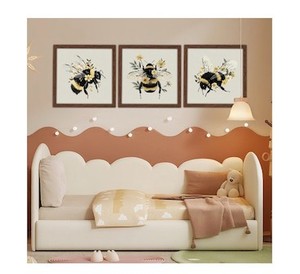 lot 9823 image: JJY Minimalist Natural Flower Bee Wall Art Prints Set of 3 for Home Living Room Bathroom Office Wall Decor 12x12