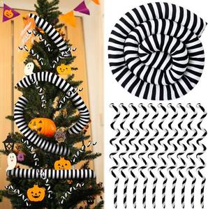 lot 9827 image: Cinnvoice 13.12 ft Sandworm Christmas Tree Garland Decorations with 10 Pcs Black and White Christmas Plush Cuttings for Xmas Tree Ornament Spooky Nightmare Party Decor