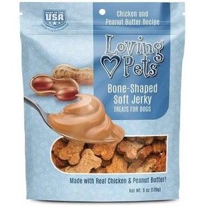 lot 9830 image: Loving Pets Bone-Shaped Soft Jerky Treats Peanut Butter