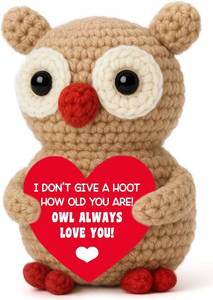 lot 9848 image: Owl Crochet Birthday Gift, Handmade Mini Owl with Heart Card for Wife Husband or Mom, Funny Crochet Romantic Anniversary Idea, Family Appreciation Present, Christmas Valentines Day Stocking