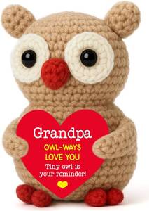 lot 9851 image: Owl Crochet Gift for Grandpa, Handmade Mini Owl for Grandfather Birthday, Cute Appreciation Present from Grandkids, Thoughtful Family Love Idea for Fathers Day Christmas