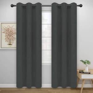 lot 9854 image: Easy-Going Blackout Curtains for Bedroom, Solid Thermal Insulated Grommet and Noise Reduction Window Drapes, Room Darkening Curtains for Living Room, 2 Panels(46x84 in, Dark Gray)