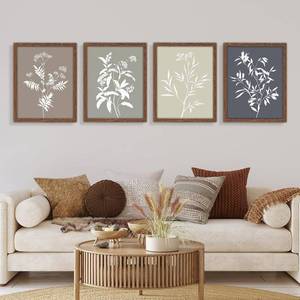 lot 9858 image: JJY Framed Boho Plants Wall Art Set of 4 -Wooden Wall Art Minimalist Botanical Prints Wall Art Decor Aesthetics -Rustic Vintage Farmhouse Home Living Room Kitchen Bathroom Wall Decor (11x14)