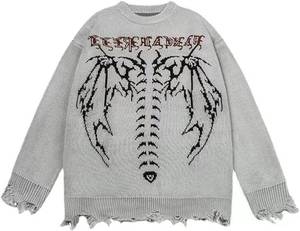 lot 9943 image: Retro Fairy Grunge Aesthetic Sweater Women Goth Punk Harajuku Tops Y2k Dark Alternative Men Clothes
