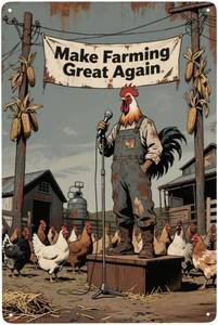 lot 9954 image: Funny Chicken Coop Signs and Accessories, Make Farming Great Again, Patriotic Farmhouse Metal Wall Art for Coop Farm Stand Chicken Farm Fresh Butt Nuggets Sign 8 12 Inch (grey chicken coop)