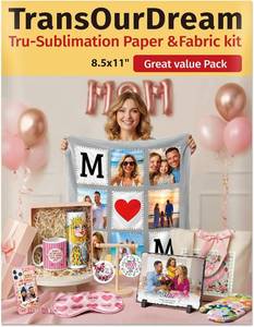 lot 9956 image: TransOurDream CoCo Sublimation Kit for Cotton & Dark Fabric Multi-Surface Transfer Supplies  5 Sheets Sublimation Paper5 Sheets Silky Fabric for DIY Gifts, Home Crafts & Small Business Customization
