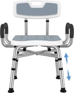 lot 9897 image: BRITULIF Adjustable Shower Chair with Arms & Back, Stable Heavy Duty 550lbs Safety Bathtub Seat with Non-Slip Feet, Rust-Resistant Aluminum Frame & Tool-Free Assembly for Elderly & Disabled
