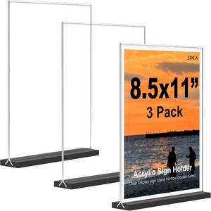 lot 9899 image: 3Pack 8.5x11 Acrylic Sign Holder with Black Base Flyer Holder Desktop Display Holder for Homes Restaurants Offices Shops (3 Pack)