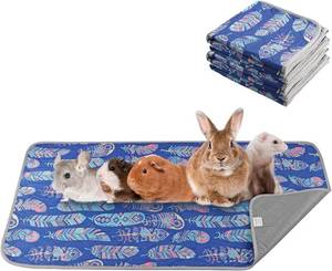 lot 10003 image: Quick Absorbing Anti-Slip Odor-Resistant Small Pet Cage Liner 4824in 4pc Washable Reusable Pee Pad for Guinea PigRabbit Cage, Hamster Playpen - Protects FloorsCarpets,