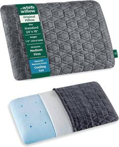 lot 10039 image: The White Willow Slim Orthopedic Memory Foam Cushion for Neck & Shoulder Pain Relief   Thin Cool Gel Bed Support   Medium Firm   King Size   1.5 H