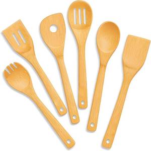 lot 10041 image: Freshware Bamboo Wooden Utensils Set for Kitchen, 6-Piece, Wooden Spoons for Cooking, Cooking Utensils Set Includes Wood Spoons and Spatula, Utensil Sets for Kitchen Essentials