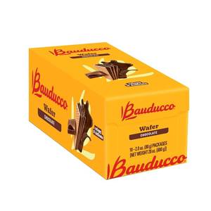 lot 10044 image: Bauducco Wafer Cookies, Chocolate, 28 oz (Pack of 10) - Crispy Layered Wafers with Rich Chocolate Cream Filling - Indulgent Sweet Snacks, Desserts & Treats - Individually Wrapped