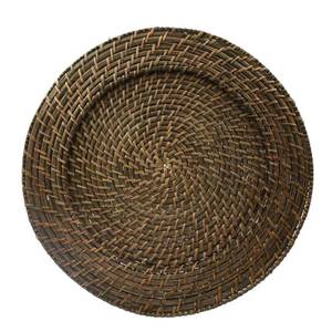 lot 10064 image: 13 in. D Round Rattan Charger (Set of 4)
