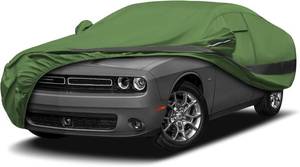 lot 10069 image: Heavy Duty Outdoor Car Cover Compatible with 2007-2023 Dodge Challenger,Waterproof All Weather for Automobiles, Outdoor Full Cover Rain Sun UV Protection with Zipper Cotton COLOR IS GRAY