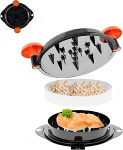 lot 10087 image: Chicken Shredder Meat Shredder Tool Twist Large - Tool with Stainless Steel Spikes for Shredded Chicken Breast Beef Pork Kitchen Gadgets Essentials (Orange&Black)