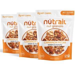 lot 10092 image: NuTrail Nut Granola Cereal, Cinnamon Pecan, No Sugar Added, Gluten Free, Grain Free, Keto, Low Carb, Healthy Breakfast 8 oz. 3 Count
