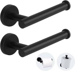 lot 10103 image: 2-Piece Toilet Paper Holder - SUS 304 Stainless Steel Toilet Paper Holder Wall Mount, Toilet Paper Roll Holder for Bathroom, Kitchen, Washroom - Matte Black