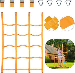 lot 10114 image: ninja line Climbing Net for Kids Outdoor,Climbing Cargo Net Kids Playground, Accessories for Ninja Warrior Obstacle Course for Kids,Climbing Rope Ladder for Ninja Slackline&Jungle Gyms Backyard