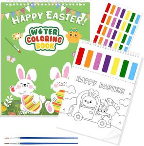 lot 10185 image: Paint with Water Coloring Books for Toddlers - Easter Basket Stuffers Gifts - Easter Watercolor Paint Set with 2 Brushes, Mess-Free Paint Activity Arts & Crafts Toy Supplies for Kids Ages 4 5 6 7 8