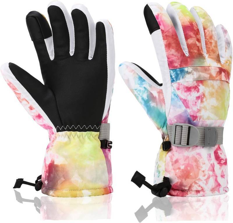 lot 4760 image: Ski Gloves for Men Women Kids - Waterproof Thermal Winter Snow Gloves, Touchscreen Compatible for Skiing, Snowboarding, Cold Weather, Parent-Child Outdoor Activities