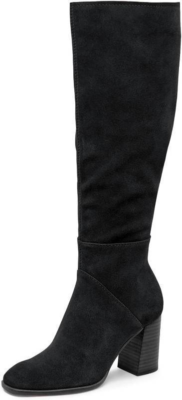 lot 4570 image: Coutgo Womens Knee High Boots Square Toe Chunky Block Heel Side Zipper Faux Suede Long Boots Fall Winter Shoes SIZE 8