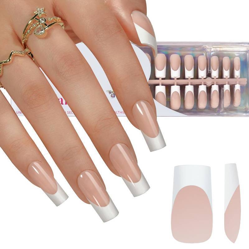 lot 4807 image: French Gel Nail Tips - Jofay Fashion French Tip Press on Nails 10-Piece Set 320Pcs, 3 in 1 Nude long Square Nail Tips, No Need to File Acrylic Fake Nails for Nail Art DIY & Nail Extension, 16 Sizes