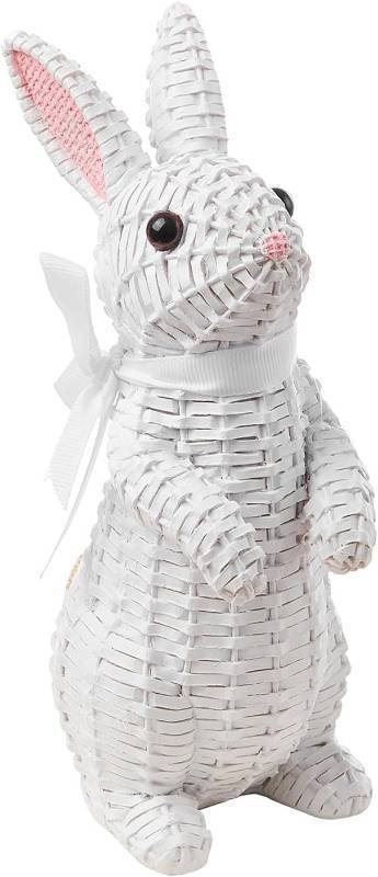 lot 2193 image: Easter Rabbit Decorative Ornament Resin Vine Weaving Effect Rabbit Sculpture Easter Party Decoration Easter Gift (8.1in White Station)