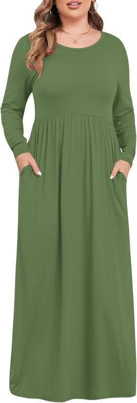 lot 6575 image: KARALIN Womens Plus Size Maxi Dresses for Curvy Women Long Sleeve Casual Dress, Stock Photo Approximate