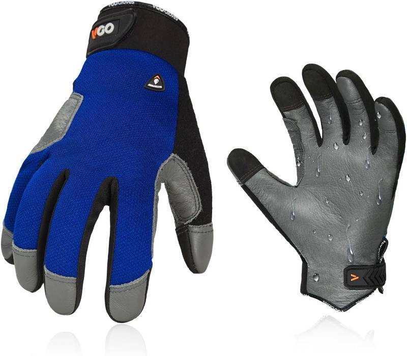lot 6621 image: Vgo... Mens Winter Work Gloves,Waterproof,Impact Reducing,Leather Palm,Touchscreen for Construction,Cold Storage,Outdoor