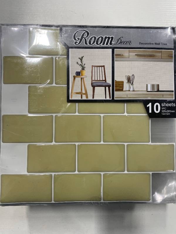 lot 5888 image: 9 Packs Art3dwallpanels 10-Sheet Peel and Stick Backsplash for Kitchen, 12X12 Peel and Stick Tile, White Subway Design Tile, Beige (90 sqft total in lot)