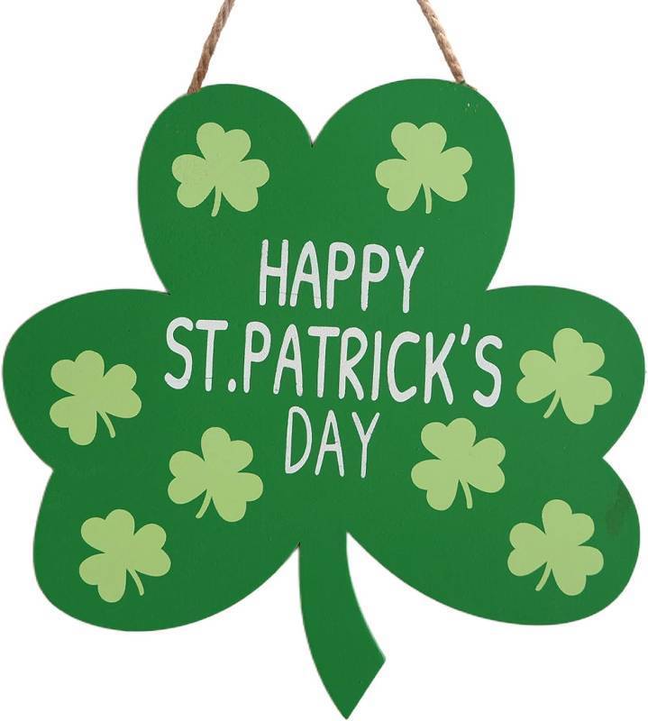 lot 6249 image: St Patricks Day Welcome Sign, Shamrock Wooden Door Hanging Decor, St. Patricks Day Front Door Sign for Indoor Outdoor Home Holiday Party Decorations