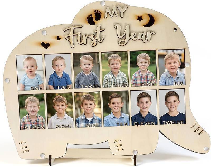 lot 6877 image: 1 Pc Babys First Year Frame, 15.75 X12 inch Baby s My First Year Picture Frame, 1st Nursery Photo Collage Display Board, Babys Firsts Twelve Months Pictures Milestone Board Keepsake