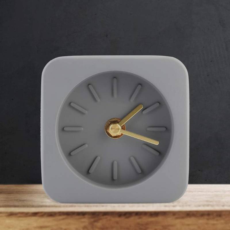 lot 7241 image: Raguso Simple Cement Table Clock Elegant Unpretentious Desk Clocks for Office Living Room (Gray)