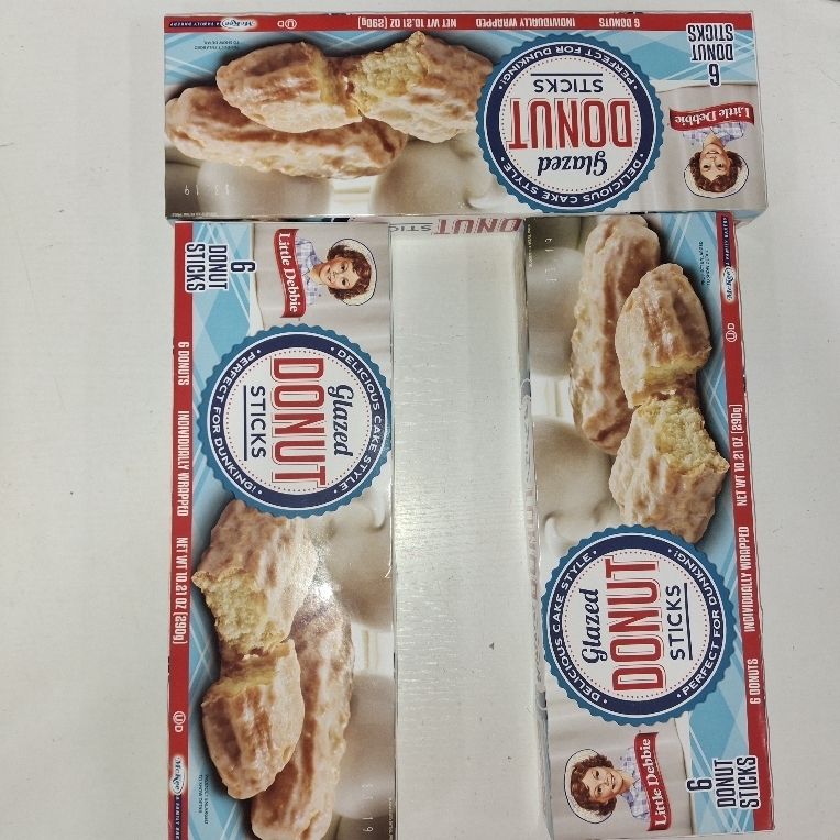 lot 7328 image: 3 Boxes Little Debbie Donut Sticks - 6ct10.21oz