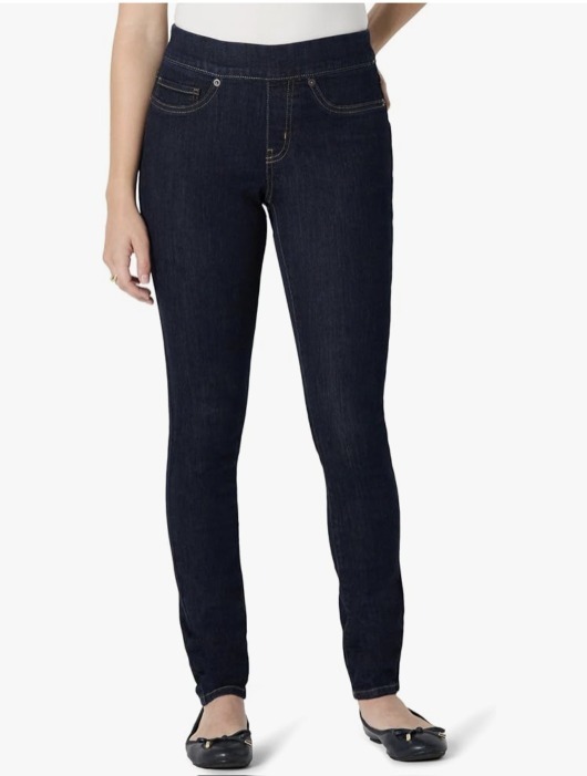 lot 7359 image: Amazon Essentials Womens Stretch Denim Mid-Rise Pull-On Skinny Jegging SIZE 4 LONG