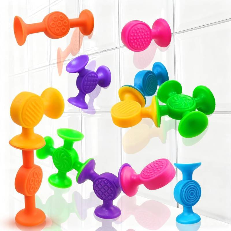 lot 7426 image: Jofan 12 Pack Suction Cup Bath Toys Texture Sensory Toys for Kids Toddlers Boys Girls Easter Basket Stuffers Gifts Fillers Party Favors