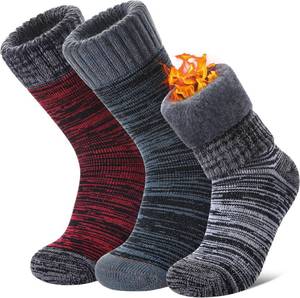 lot 5842 image: 3 Pairs Thermal Boot Socks for Women Men Ski Thick Winter Warm Insulated Heated Socks for Extreme Cold Weather