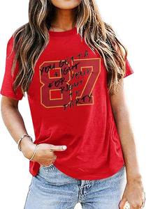 lot 8251 image: Football Shirt for Women Game Day T-Shirt Sunday Funday Shirt Funny Football Season Short Sleeve Tops SIZE XL