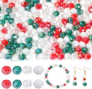 lot 8258 image: 200Pcs 8mm Assorted Color Christmas Style Crystal Glass Beads for Jewelry Making Beads for Bracelets Necklace Earrings Pendants Making Supplies, Merry Christmas
