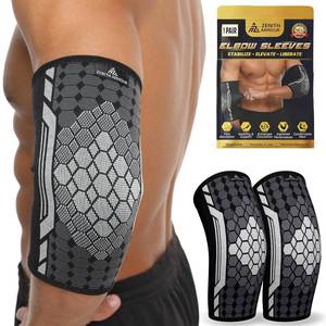 lot 8283 image: Elbow Compression Sleeve, Tennis Elbow Brace for Men, Women - Pain Relief, Golfers Elbow, Tendonitis, Arthritis, Bursitis, Weightlifting - 1 Pair, Breathable, Machine Washable (Medium)