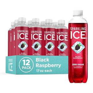 lot 8304 image: Sparkling Ice, Black Raspberry Sparkling Water, Zero Sugar Flavored Water, with Vitamins and Antioxidants, Low Calorie Beverage, 17 fl oz Bottles (Pack of 12)
