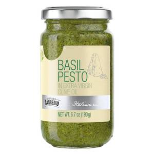 lot 8308 image: Compagnia Sanremo Basil Pesto with Cheese, 6.7 oz, (Pack of 1) - Authentic Italian Pesto Sauce   Rich, Savory Flavor with Fresh Basil, Grated Cheese & Extra Virgin Olive Oil   Perfect for Pasta, Sandwiches, Dips & Marinades