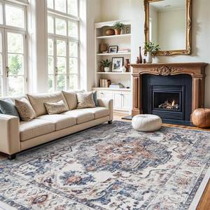 lot 8312 image: Washable Large 9x12 Area Rug Living Room Oriental Non Slip Soft Rugs Indoor Low Pile Stain Resistant Carpet for Bedroom Dining Room Farmhouse Distressed Thin Home Decor Floor Mat (9x12 Brick)