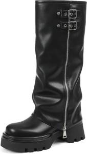 lot 8346 image: Lyrisiphy Knee High Boots for Women Foldover Wide Calf Pull on Cute Chunky Platform Riding Boots Fashion Long Tall Fall y2k Trendy Boots for Festival Concert Punk Rave