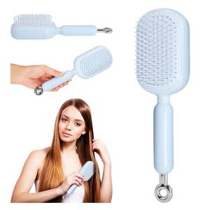lot 9970 image: Self Cleaning Hair Brush, Retractable Cushion Massage Comb Brush, Air Cushion Comb, One-pull Clean Anti Static Brushs, Anti-tangle for All Hairs Types COLOR PINK