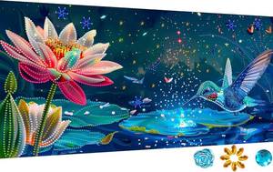 lot 10701 image: LOMSIOY 5D Diamond Art Kits for Adults, Special Shape Hummingbird Diamond Painting Kits for Beginner, DIY Animals Diamond Art with Round Full Drill Rhinestone Crafts for Home Wall Decor 12 x 24 inch