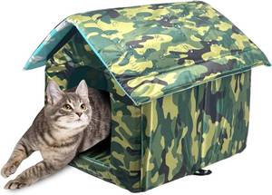 lot 10753 image: Waterproof Cat House for Outdoors Weatherproof Insulated House for Wandering Cat Dog Removable and Washable Cat Villa Pet House Mat Cage for Feral CatsDogs