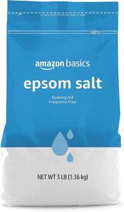 lot 10756 image: Amazon Basics Epsom Salt Soak, Unscented, Magnesium Sulfate USP, Muscle and Feet Relaxation, Resealable Bag, 3 Pound