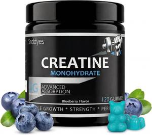 lot 10771 image: Creatine for Men, 5000MG Creatine Monohydrate Gummies for Men, Workout Support, 5g per Serving, Taurine  Vitamins B6 & B12, Blueberry Flavor, 120 Gummies (30 Servings)